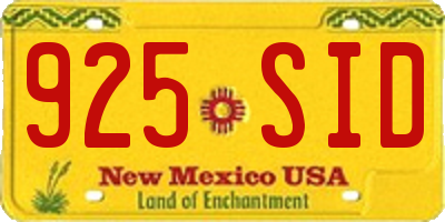 NM license plate 925SID