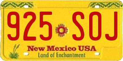 NM license plate 925SOJ
