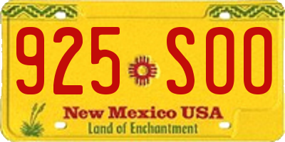 NM license plate 925SOO