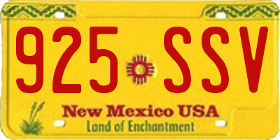 NM license plate 925SSV