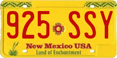 NM license plate 925SSY