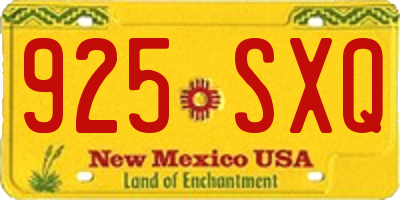 NM license plate 925SXQ