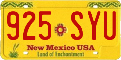 NM license plate 925SYU
