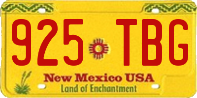 NM license plate 925TBG