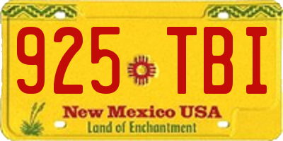 NM license plate 925TBI