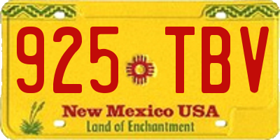 NM license plate 925TBV