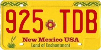 NM license plate 925TDB