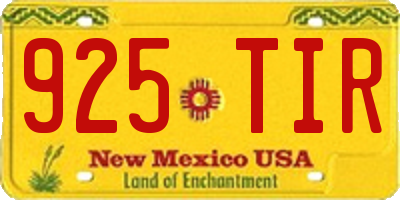 NM license plate 925TIR