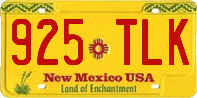NM license plate 925TLK