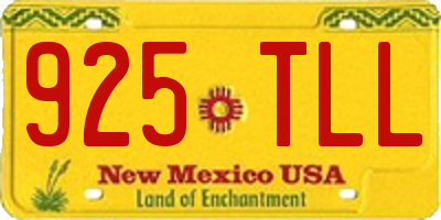 NM license plate 925TLL