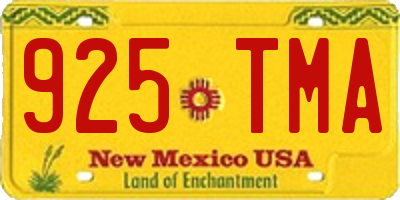 NM license plate 925TMA