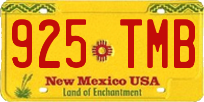 NM license plate 925TMB