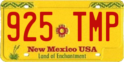 NM license plate 925TMP