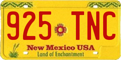 NM license plate 925TNC