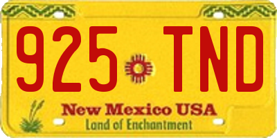 NM license plate 925TND