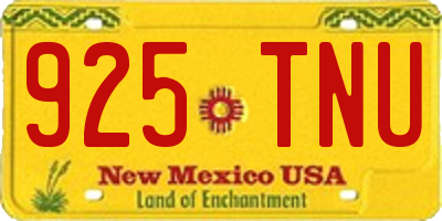NM license plate 925TNU