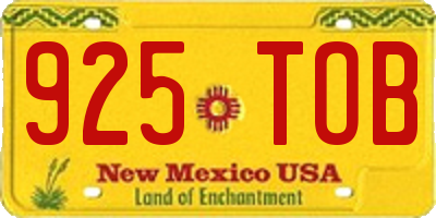 NM license plate 925TOB