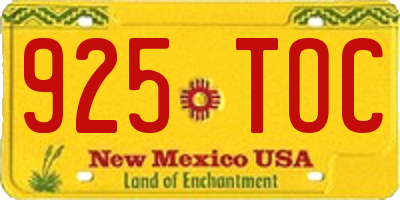 NM license plate 925TOC