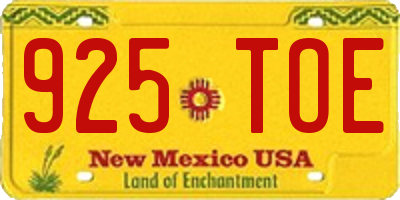 NM license plate 925TOE