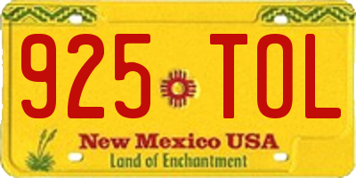 NM license plate 925TOL