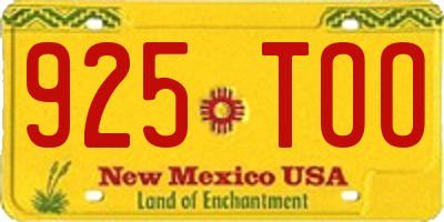 NM license plate 925TOO