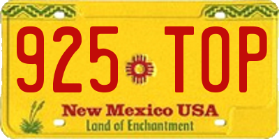 NM license plate 925TOP