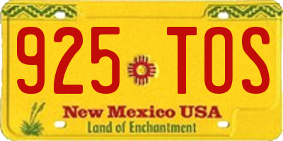 NM license plate 925TOS