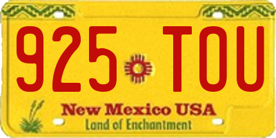 NM license plate 925TOU