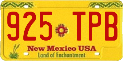 NM license plate 925TPB