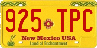 NM license plate 925TPC