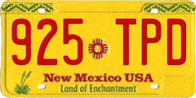 NM license plate 925TPD