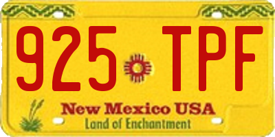 NM license plate 925TPF