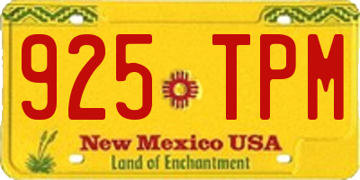 NM license plate 925TPM