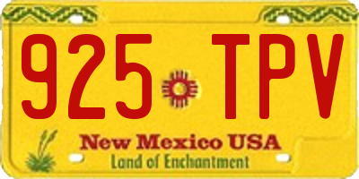 NM license plate 925TPV