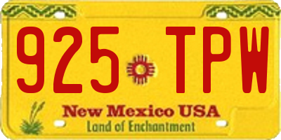 NM license plate 925TPW