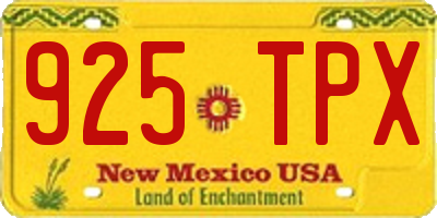 NM license plate 925TPX