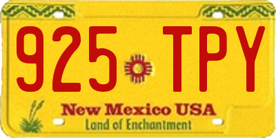NM license plate 925TPY