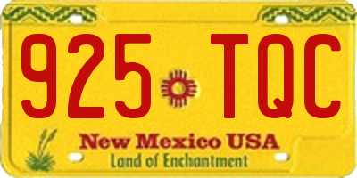 NM license plate 925TQC