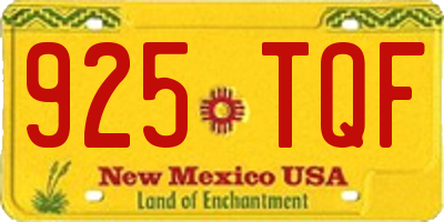 NM license plate 925TQF