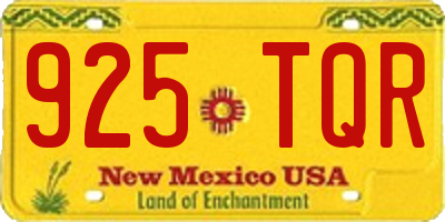 NM license plate 925TQR