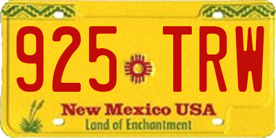 NM license plate 925TRW