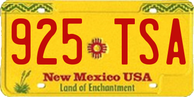 NM license plate 925TSA