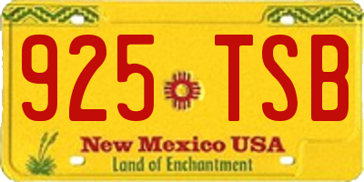 NM license plate 925TSB