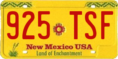 NM license plate 925TSF