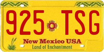 NM license plate 925TSG