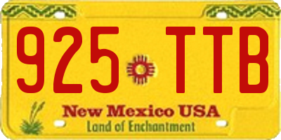 NM license plate 925TTB