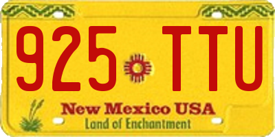 NM license plate 925TTU