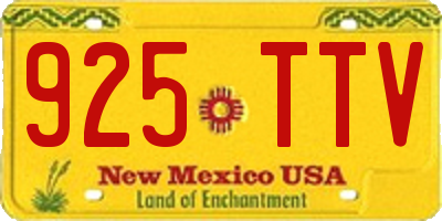NM license plate 925TTV