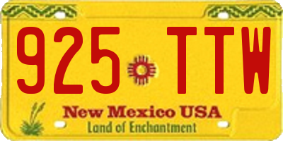 NM license plate 925TTW