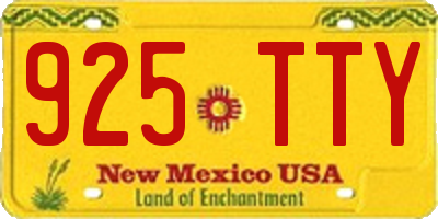 NM license plate 925TTY